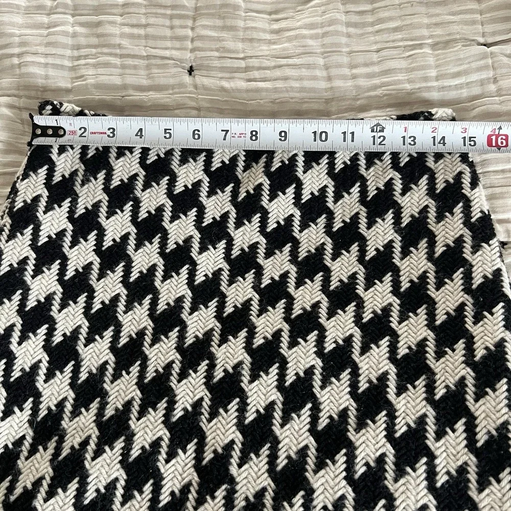 Cynthia Steffe Houndstooth Pencil Skirt Rabbit Fur Trim Sz 6 Parisian Chic Retro